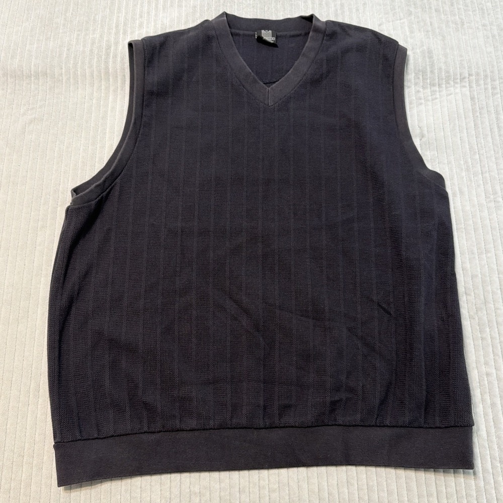 VINTAGE Nike Golf Vest Mens XL Black Ribbed 100% Cotton Logo
